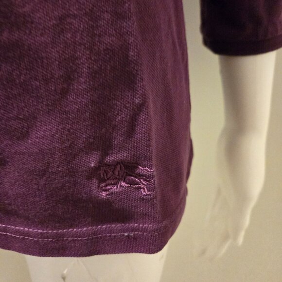 Burberry Brit Purple Long Sleeved Pique Polo Shirt Nova Check Panel M - Picture 4 of 7